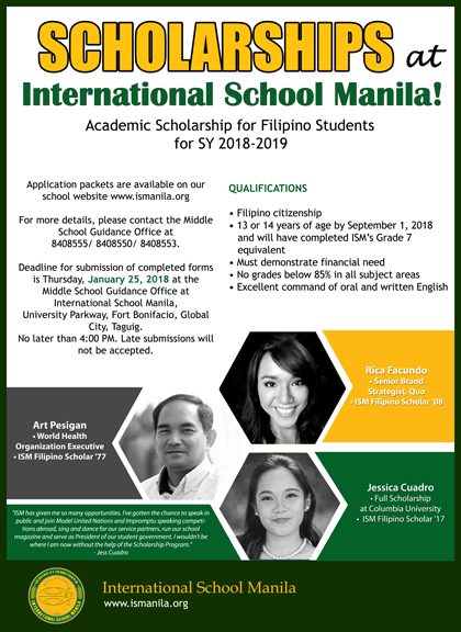 International School Manila offers scholarships for 2018