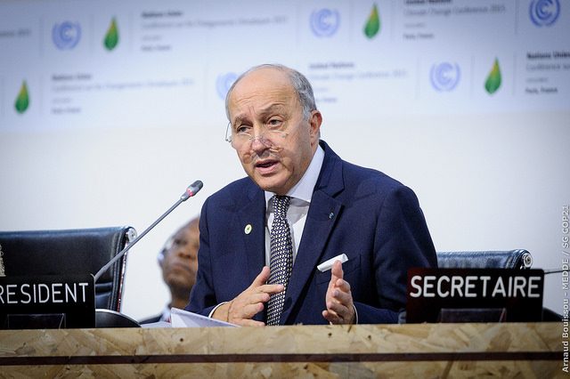 US WITHDRAWAL. French Foreign Minister Laurent Fabius leads efforts of countries to forge a global climate deal. File photo from official COP21 Flickr 