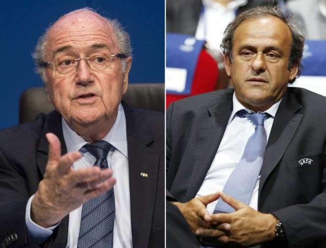 BANNED. Sepp Blatter (left) and Michel Platini are banned from all football activities for 8 years. File Photos by ENNIO LEANZA and SEBASTIEN NOGIER/EPA  