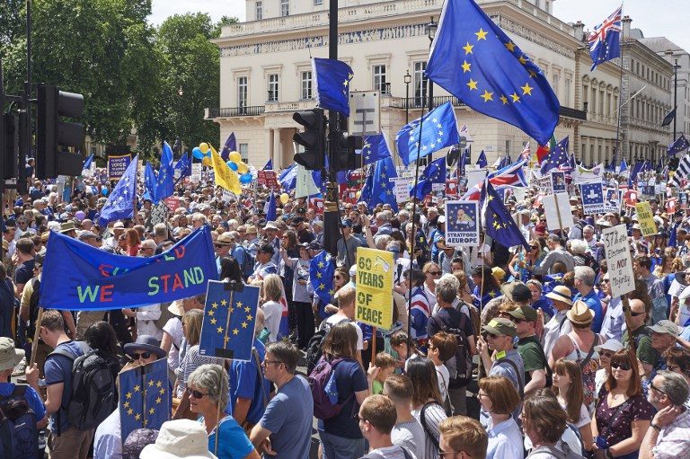 Tens of thousands march in London for second Brexit vote