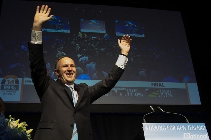 New Zealand PM John Key sweeps to third term victory