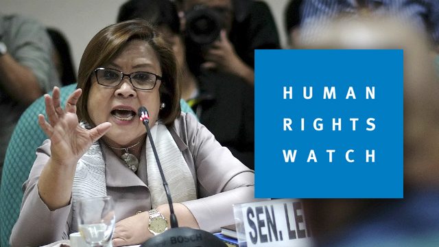 Human Rights Watch: Charges vs De Lima ‘politically motivated’