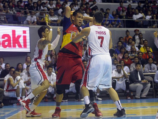 The Alaska Aces have contained June Mar Fajardo by throwing double and triple teams at him. File photo by Nuki Sabio/PBA Images