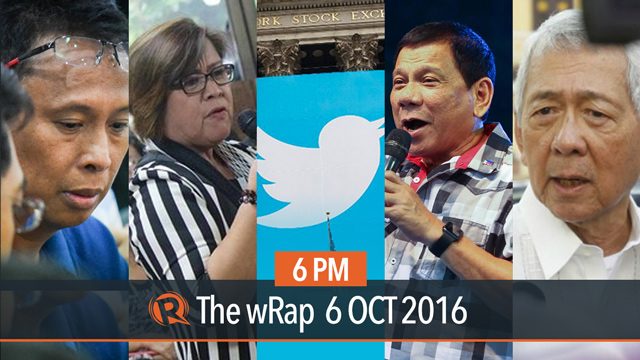 Duterte SWS rating, Leila de Lima, Twitter and Google | 6PM wRap