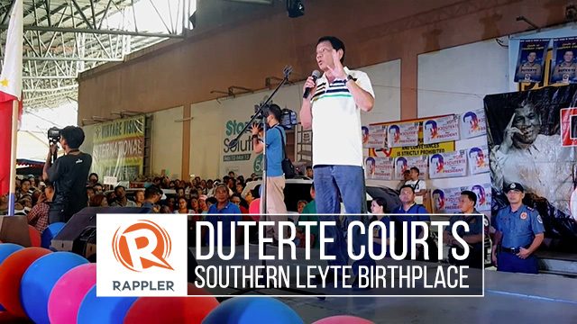 WATCH: Duterte courts Southern Leyte birthplace