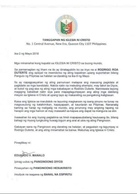 Fake letter image from Bisaya Republic Facebook account 