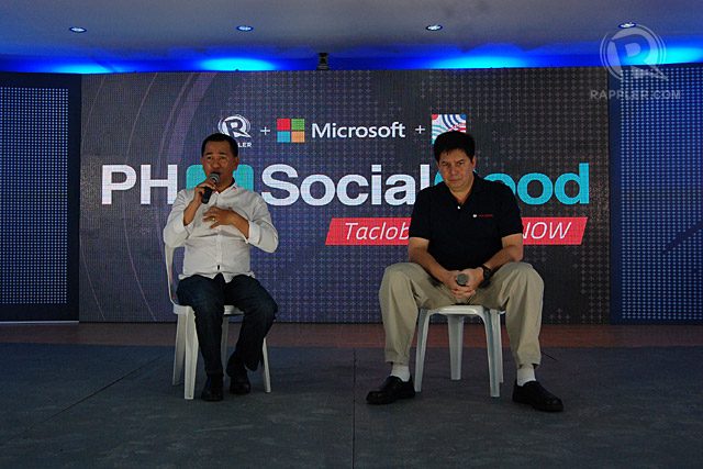 BUILDING BACK. Leyte Governor Dominic Petilla and Tacloban Mayor Alfred Romualdez face an audience of Leyte and Samar locals at the 2014 Social Good Summit in Tacloban.
