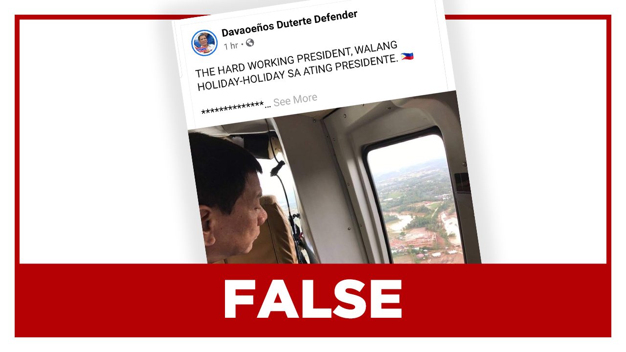 FALSE: Photo of Duterte in aerial survey of areas ‘hit by Ursula’ in Visayas