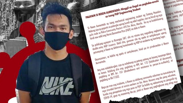 PUP orgs call for release of student detained over ‘lockdown violation’