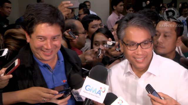 'NOT ME.' Tacloban Mayor Alfred Romualdez (left), who has criticized government officials such as Interior Secretary Mar Roxas (right), says it's not his 'style' to mount anti-government rallies. File photo by Rappler