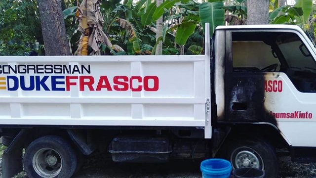 Cebu congressman Duke Frasco laments burning of truck