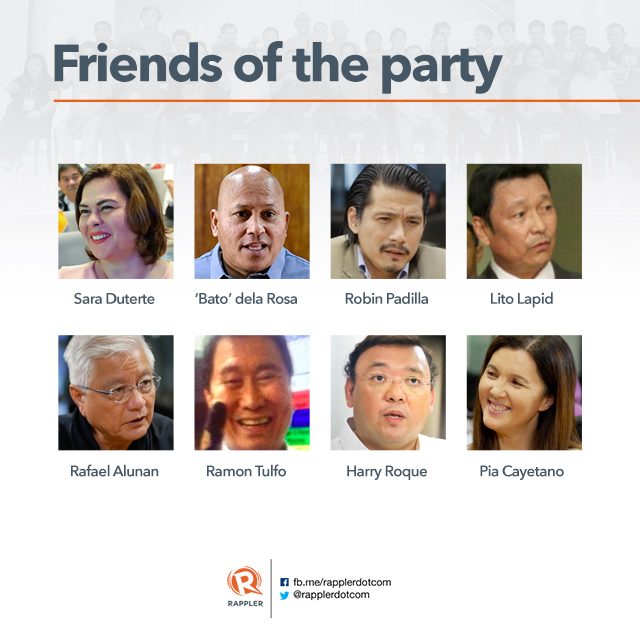 Non-members who are being considered for the slate, as they are 'friends' of PDP-Laban 