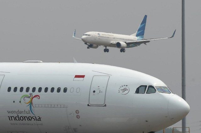 TERBANG KE AS. Maskapai Garuda Indonesia berencana membuka penerbangan tujuan Amerika Serikat via Jepang. Foto oleh Romeo Gacad/AFP 
