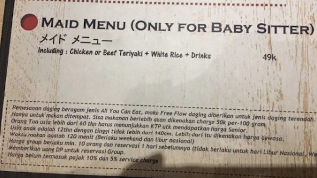 ‘Maid menu’ in restaurant stirs controversy, angers netizens