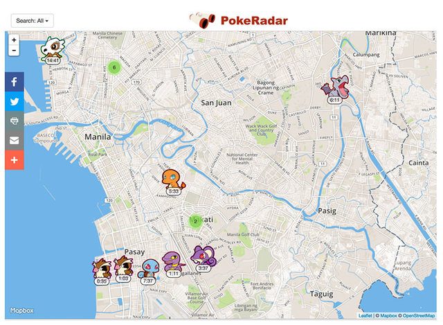 LIVE. A preview of the National Capital Region from Pokemon Radar Go. Source: www.pokemonradargo.com  