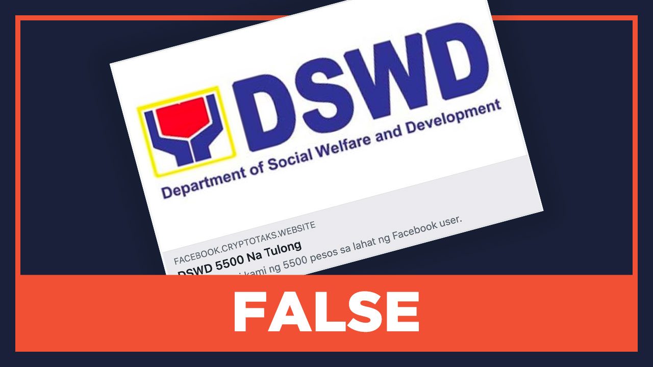 FALSE: DSWD ‘gives P5,500 to every Facebook user’
