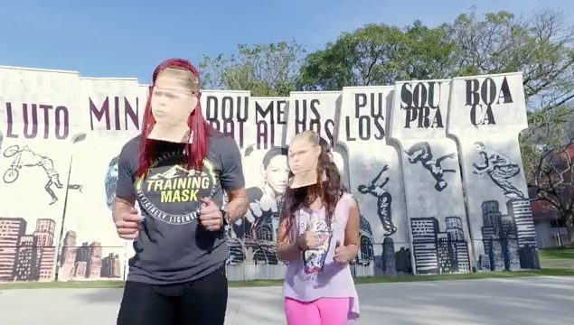WATCH: Cris Cyborg does Running Man Challenge in Rousey mask