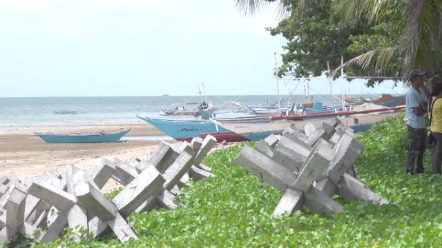 REPLENISHING RESOURCES. Jackstone-type artificial reefs lie on the shores of Barangay Bancal in Carles town. These serve as breeding grounds once immersed under water. Photo by David Lozada/ Rappler 