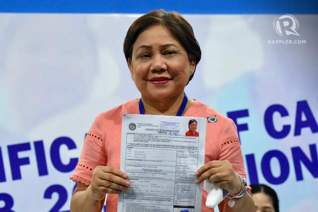 Cynthia Villar files COC, justifies signing TRAIN law