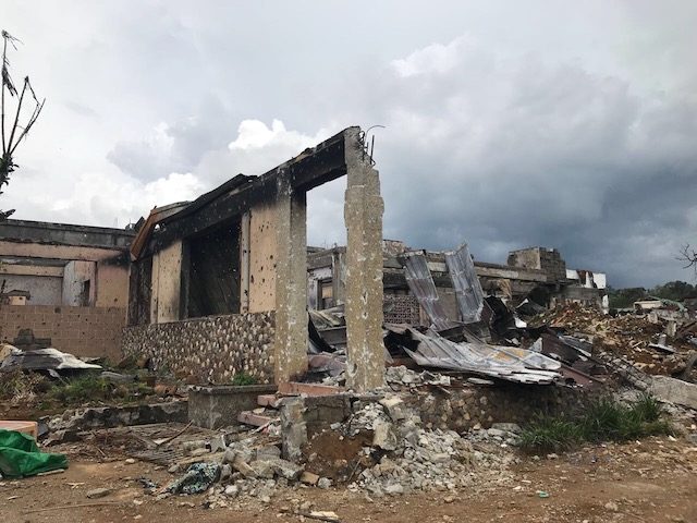 AFTER CLASHES. The Alonto ancestral house in Marawi City was hit by air strikes after the Maute Group occupied the building. Photo courtesy of Zia Alonto Adiong   