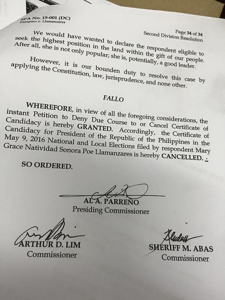 COMELEC DECISION. Photo by Ricky Juab 