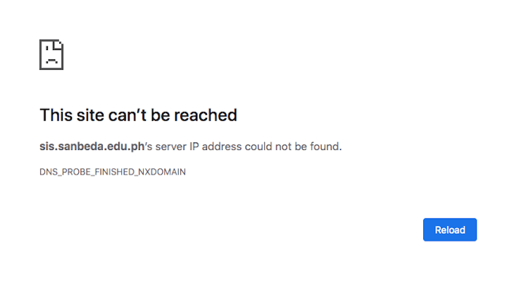 DOWN. The website of the San Beda University student portal is inaccessible as of Sunday, June 7. Rappler screenshot 