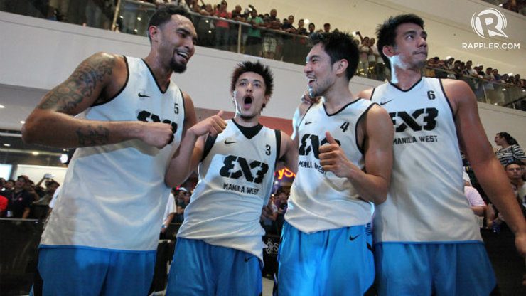 Team Manila West from left: KJ Canaleta, Terrence Romeo, Rey Guevarra and Aldrech Ramos celebrate their victory. Photo by Josh Albelda