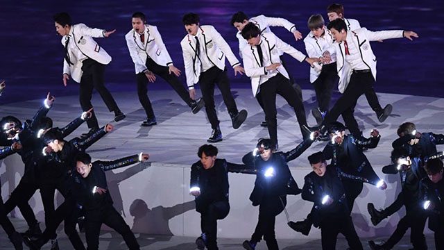 CLASSIC WHITE. EXO dances their hit single 'Growl' at the 2018 Winter Olympics. Screenshot from YouTube.com/watch?v=UKCKn5RhbAw