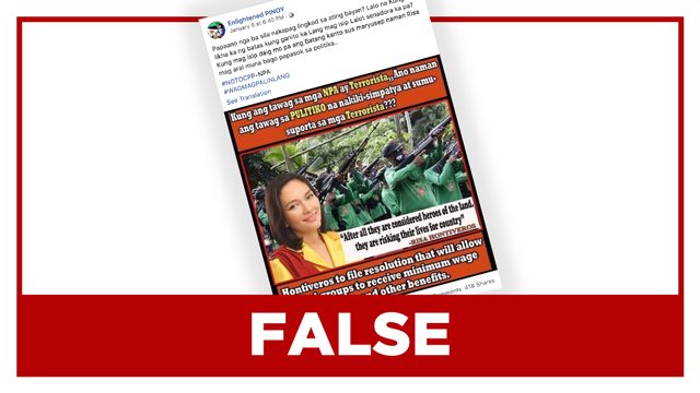 FALSE: Risa Hontiveros calls rebels ‘heroes of the land’