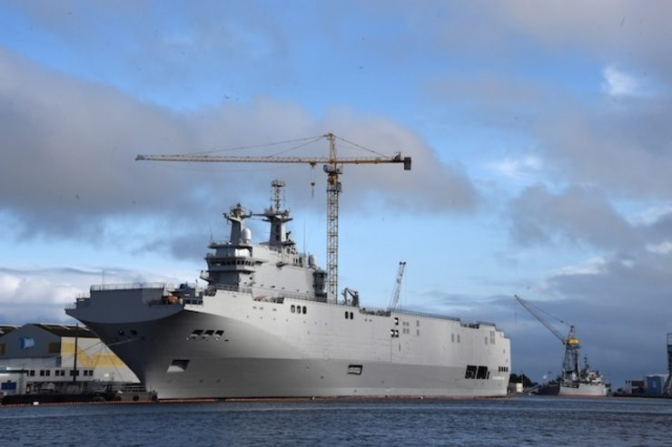 Russia says French warship handover next month, sparking denial