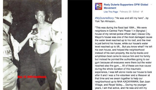 DUTERTE STORY. Posts like this are often shared by Duterte supporters online. Screenshot from Facebook 