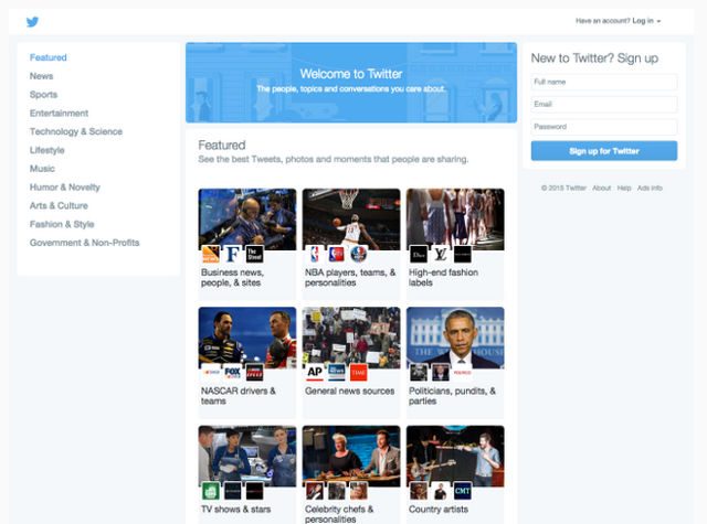 Twitter testing curated tweets on sign-in page