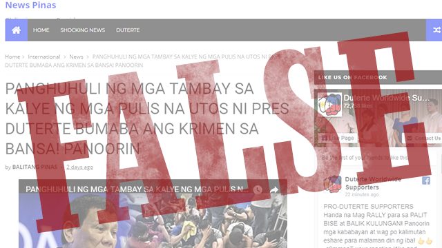 HOAX: ‘Anti-Tambay’ operations reduced crime incidence nationwide