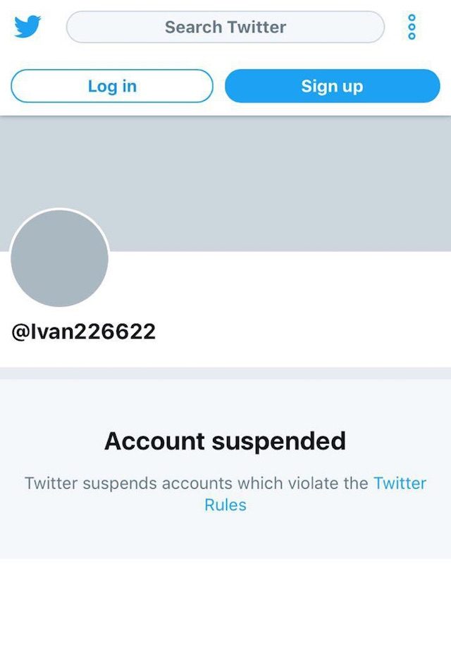 SUSPENDED. The account was suspended less than 48 hours after Rappler's piece was published. Screenshot by Rappler 