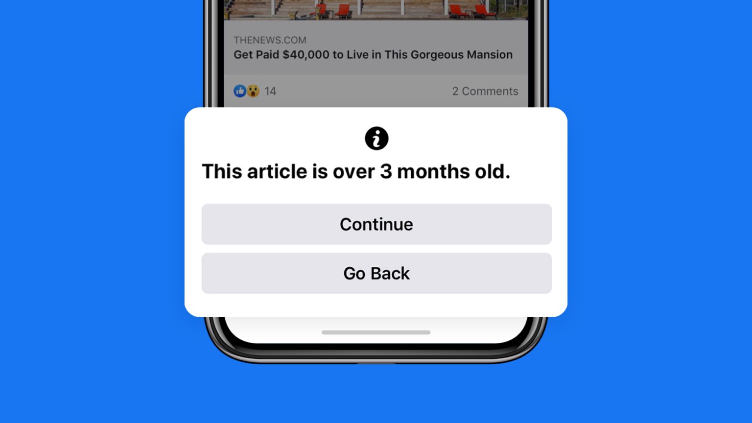 Facebook to notify users before they share old articles