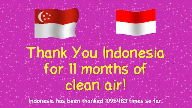 ‘Terima kasih untuk udara bersih selama 11 bulan, Indonesia!’