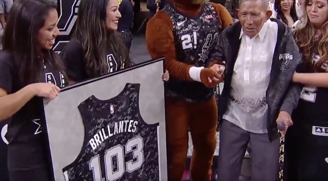 Spurs honor 103-year-old Filipino guerrilla