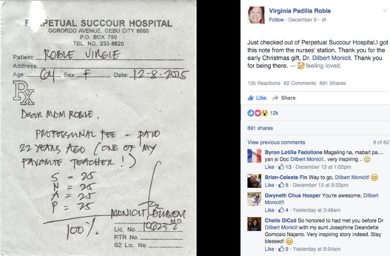 Cebu doctor waives fees for ‘favorite teacher’