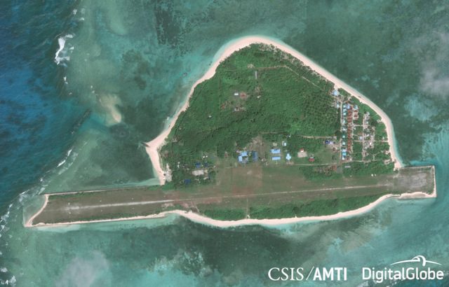PAG-ASA ISLAND. An aerial view of the Philippines' largest outpost in the West Philippine Sea. Photo from the Center for Strategic and International Studies/Asia Maritime Transparency Initiative 