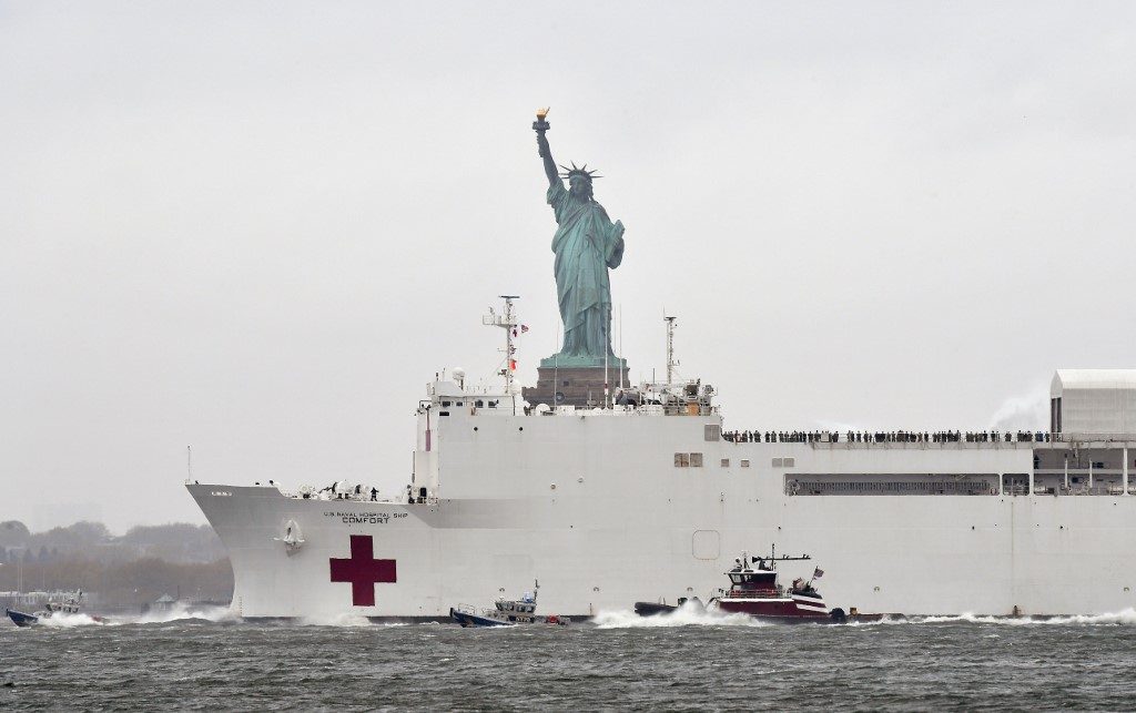 Military hospital ship leaves New York as coronavirus cases decline