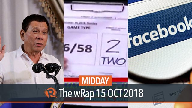 Duterte on illegal drugs, lotto winners, Facebook breach | Midday wRap