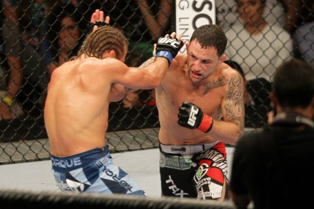 Frankie Edgar (R) has spent more time in a UFC octagon than anyone. Photo by Josh Albelda  
