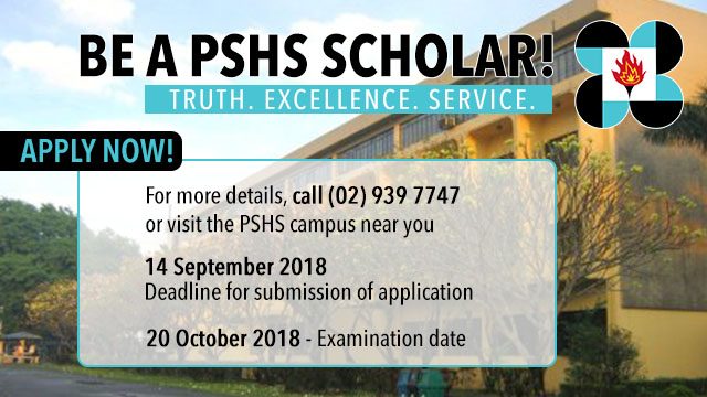 Philippine Science High School applications for 2018-2019 now open