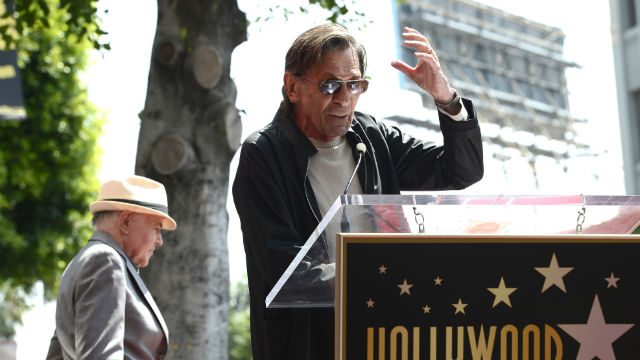 HOLLYWOOD STAR. In this 2012 photo, Leonard Nimoy honors friend Walter Koenig (L) in Hollywood. Nimoy died on February 27. File photo by Michael Nelson/EPA  