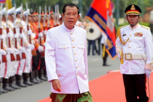 HUN SEN. Cambodian Prime Minister Hun Sen has in recent weeks turned up the rhetoric against his government's critics. File photo by Tang Chhin Sothy/AFP 