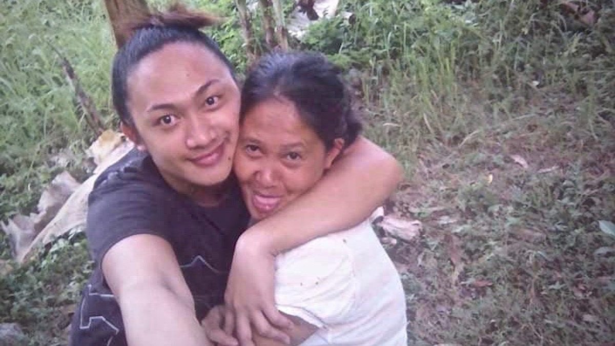 LOST PARTY. Alfie Pateno with his mother in Nabunturan City, Davao de Oro. Photo from Pateno 
