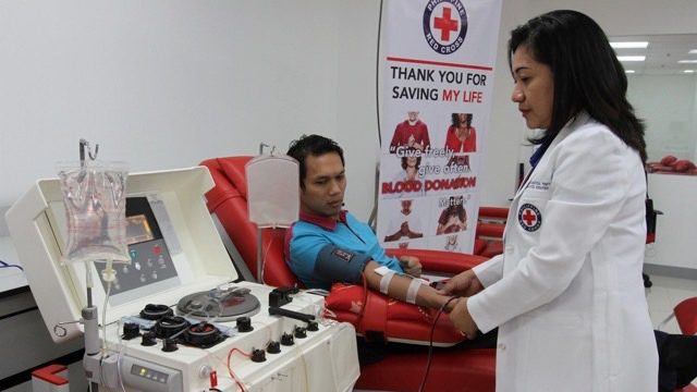 NEW HEROES. A donor gives blood at a Philippine Red Cross blood bank. Photo from Dick Gordon's Facebook Page 
