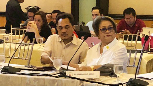 BANK RECORDS SOUGHT. Consolacion Leoncio, owner of C.T. Leoncio Construction and Trading, sits beside her lawyer during the House hearing on January 3, 2018. Photo by Mara Cepeda/Rappler 