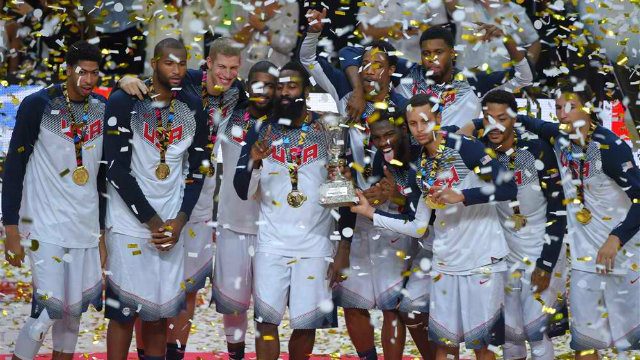 Team USA celebrates after their easy victory over Serbia to win the 2014 FIBA World Cup. Photo from FIBA.com