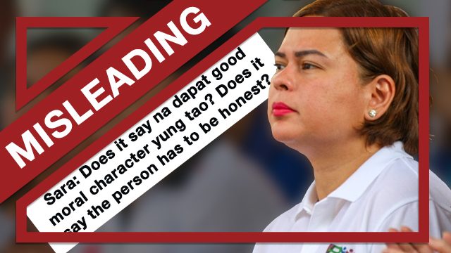 MISLEADING: Sara Duterte claims law doesn’t require that senators be honest